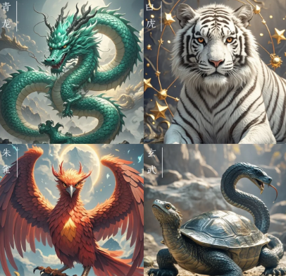 上古四大神兽：青龙、白虎、朱雀、玄武的神秘传奇