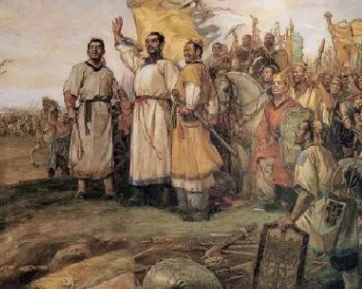 Who was the first person to rise up in the Peasant Rebellion at the end of the Sui Dynasty?