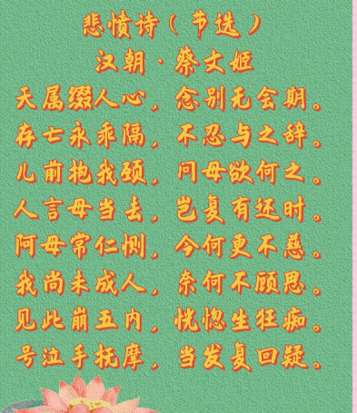 蔡文姬最著名一首诗：悲愤诗——乱世才女的血泪绝唱