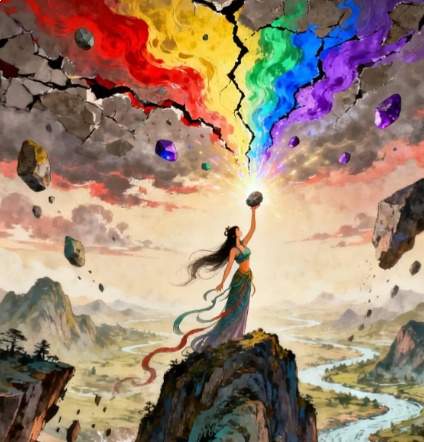 石破天惊：女娲补天——解码上古洪水与苍穹的重生密码