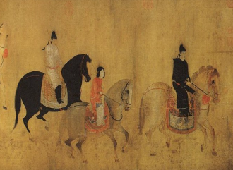 虢国夫人游春图的作者是谁？他描绘了怎样的场景？