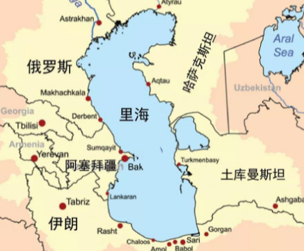 最大的海迹湖是不是里海？有多大？